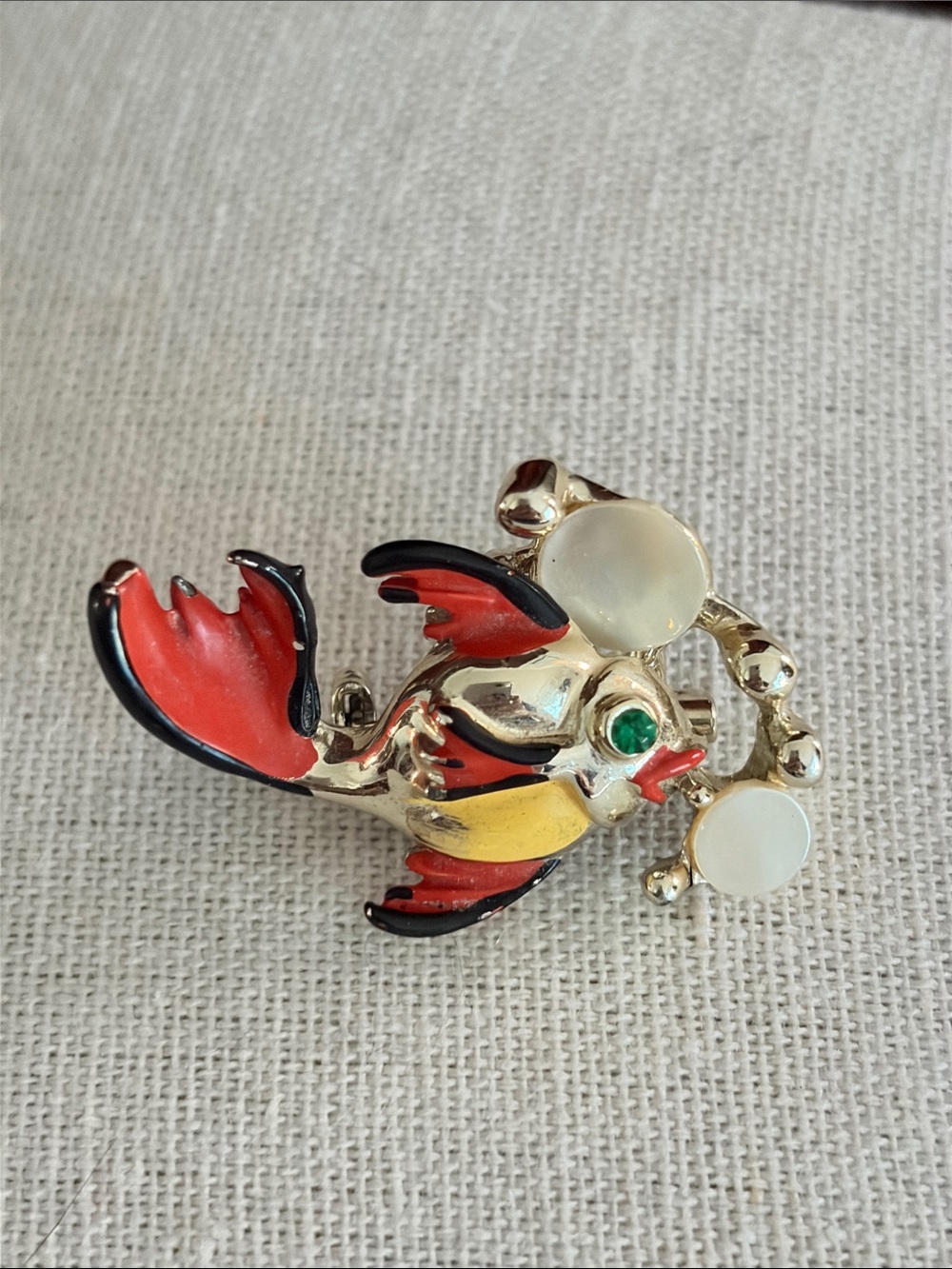 Vintage Koi Fish Pin with MOP Bubbles